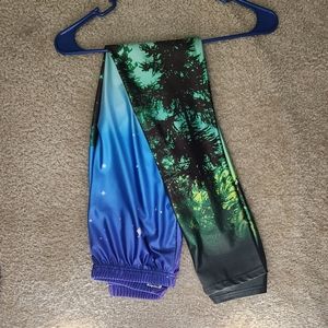 Green Tree Galaxy Leggings